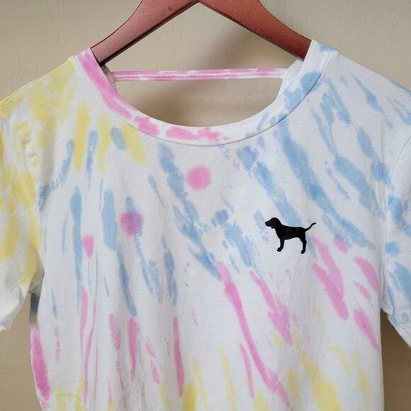 PINK Victoria's Secret Ladder Back Tie Dye Cropped Tee XS - Picture 4 of 13